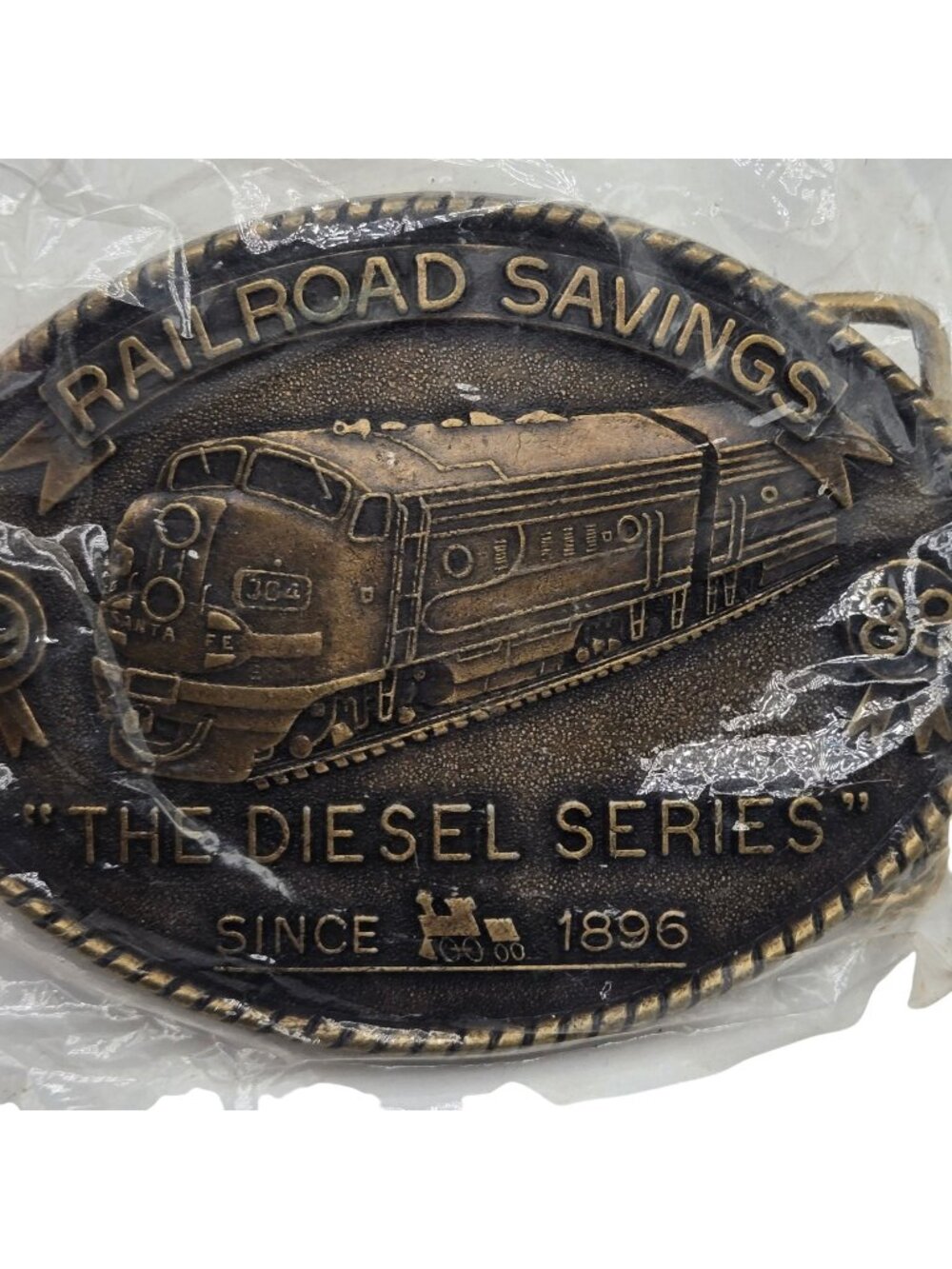 Railroad Savings Belt Buckle 1988 Diesel Series Santa Fe Train Engine Locomotive